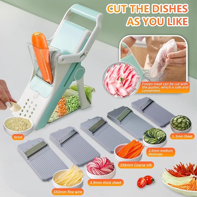 Mandoline Slicer for Kitchen, Potato Slicer with 5 Replaceable Blades, Ideal as Vegetable and Fruit Slicer, Providing A Safe and Comfortable Slicing Experience in The Kitchen