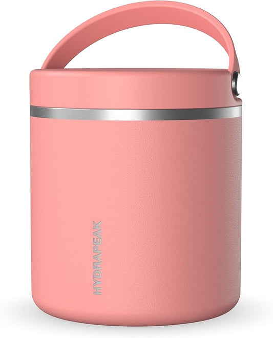 Hydrapeak 25oz Stainless Steel Vacuum Insulated Thermos Food Jar | Thermos for Hot Food and Cold Food, Wide Mouth Leak-Proof Soup Thermos for Adults, 10 Hours Hot and 16 Hours Cold (Peach)