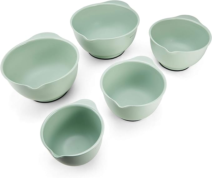 KitchenAid Classic Mixing Bowls Set of 5, Measuring Cup and Spoon Set with Soft Grip Handle, 9 Piece, Pistachio