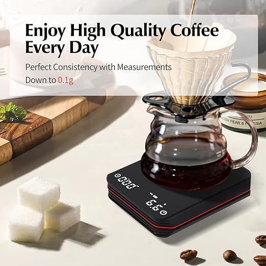 Coffee Scale with Timer, Rechargeable Coffee Bean Scale, Mini Digital Coffee Scale, Measurement Down 0.1g