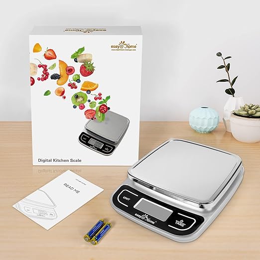 Easy@Home Digital Kitchen Scale Food Scale with High Precision to 0.04oz and 11 lbs Capacity, Digital Multifunction Measuring Scale, EKS-202