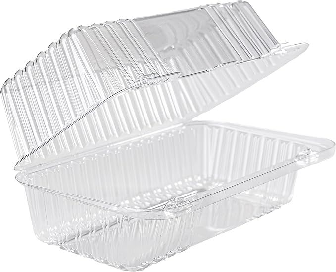 Tecnoplast 25-Pack Clear Plastic Food Containers, Clamshell Take Out Containers, 7 x 4 inch, Perfect for Dessert, Snacks, and Meals