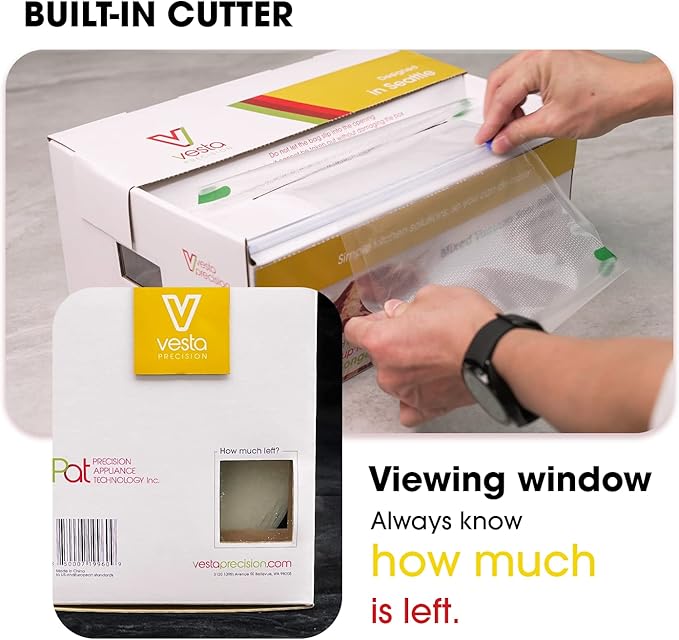 Vacuum Sealer Roll (6” x 150’) Keeper with Cutter - Premium Seal Bags for Food Saver, Ideal for Meal Prep, Sous Vide, and Storage, Vesta Precision