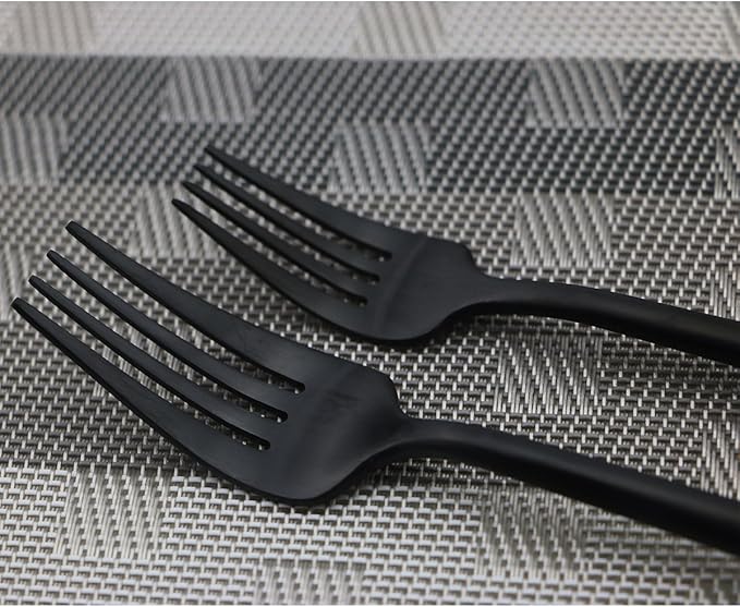 Luxury Black Matte Flatware 20 Pieces 18/10 Stainless Steel Salad Spoons and Forks Knife Set Black Silverware Set DISHWASHER SAFE, Service for 4