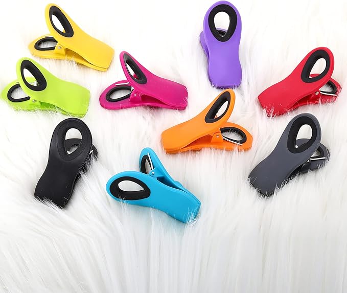 18 Pack Bag Clips with Magnet,Chip Clips Bag Clips Food Clips,Bag Clips for Food Storage,Magnet Clips,Magnetic Bag Clips for Bread Bags,Snack Bags,Food Bags,Clips for Fridge,9 Assorted Bright Colors