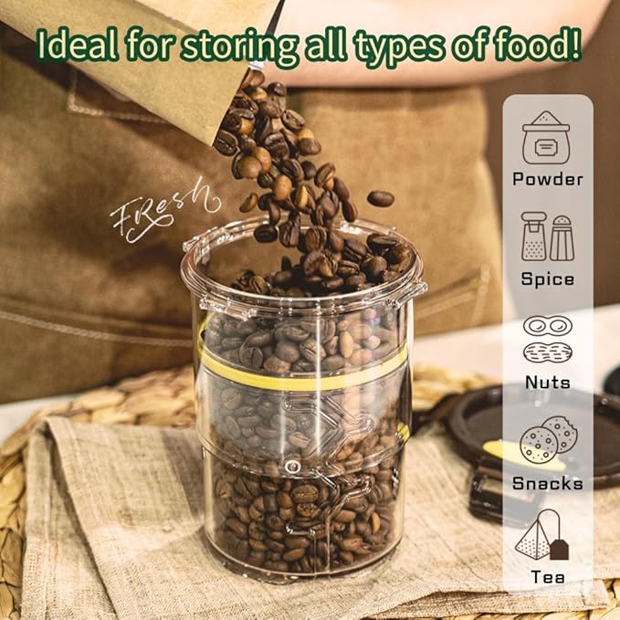 Size Adjustable Coffee Canister - Airtight Storage Container for Coffee Beans and Grounds, Tea, Spice (Medium)