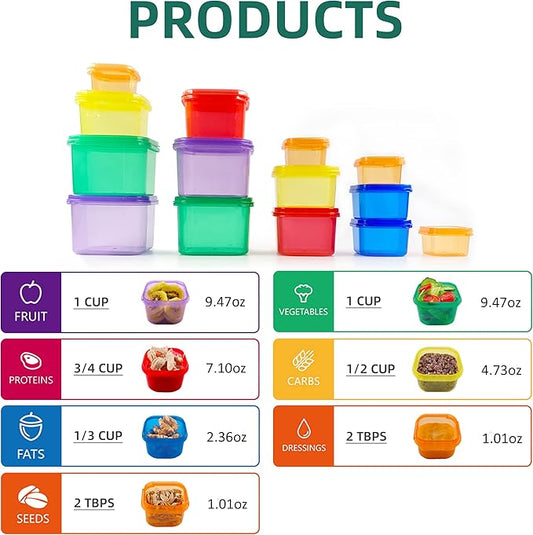 Finorder 21 Day Portion Control Container Kit (14-Piece) with Complete Guide, BPA Free Food Portion Container Set for Meal Prep, 21 Day Lose Weight System (HN-PC)