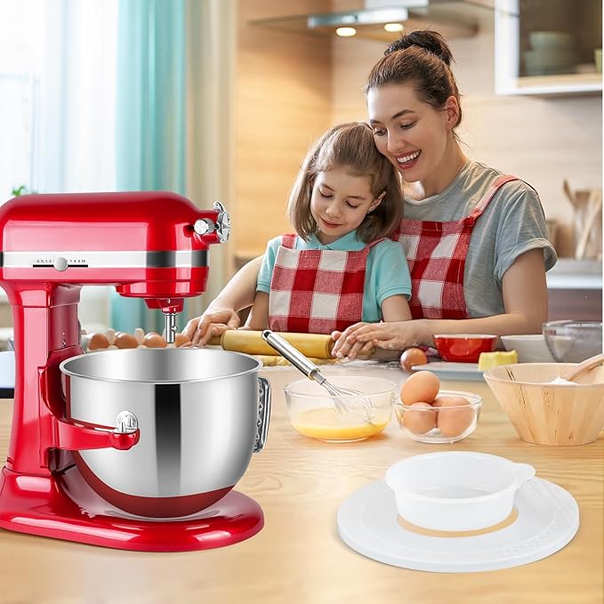 6QT Stainless Steel Mixing Bowl for KitchenAid Stand Mixers, Stainless Steel Bowl with Lid to Prevent Food Splatters, Compatible with KitchenAid 6QT Stand Mixers with Handle, Dishwasher safe