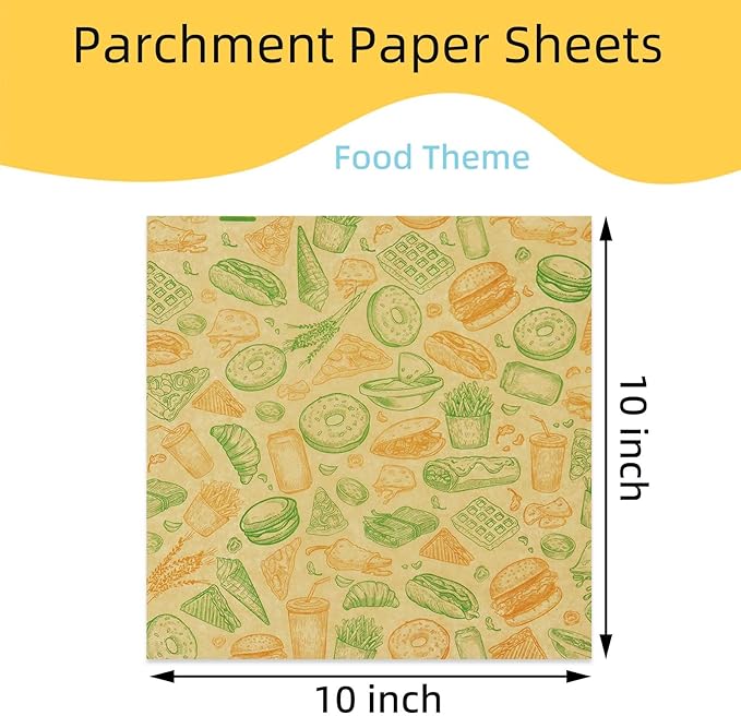 Premium Deli Paper Sheets 10"x10" - 300Pcs Greaseproof Liners for Food Boats, Pre Cut Deli Sandwich Wrappers, Best Kraft Food Wrapping Paper Sheets for Picnic, Festival, Fair or BBQ.
