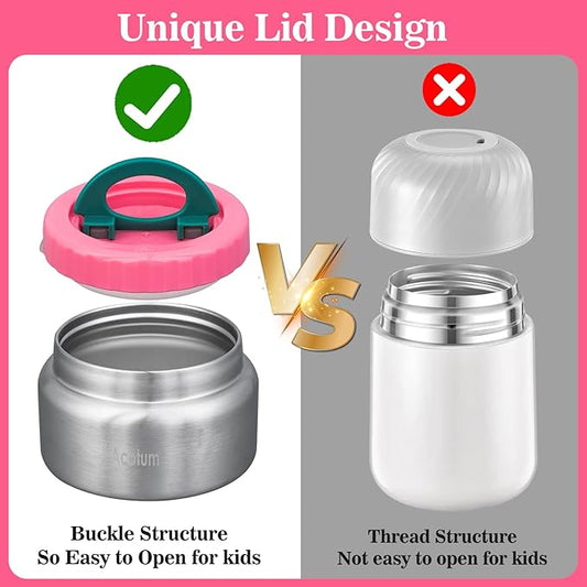 Bento Lunch Box for kids With 8oz Soup Thermo,Leak-proof Lunch Containers with 4 Compartment,Thermo Food Jar, BPA Free,Travel, School
