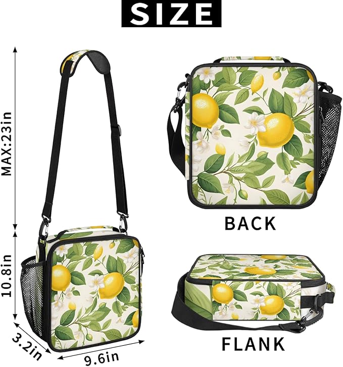 Lemon Fruit Lunch Bag Personalized Insulated Lunch Bag Reusable Lunch Box Picnic Travel Lunch Tote Bag Snack Bag