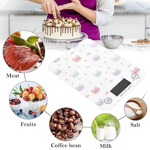 Food Scale Kitchen Scale for Baking Cooking Digital Food Weighing Measuring Scale Small Waterproof Electric Food Scale Cute Cat Face