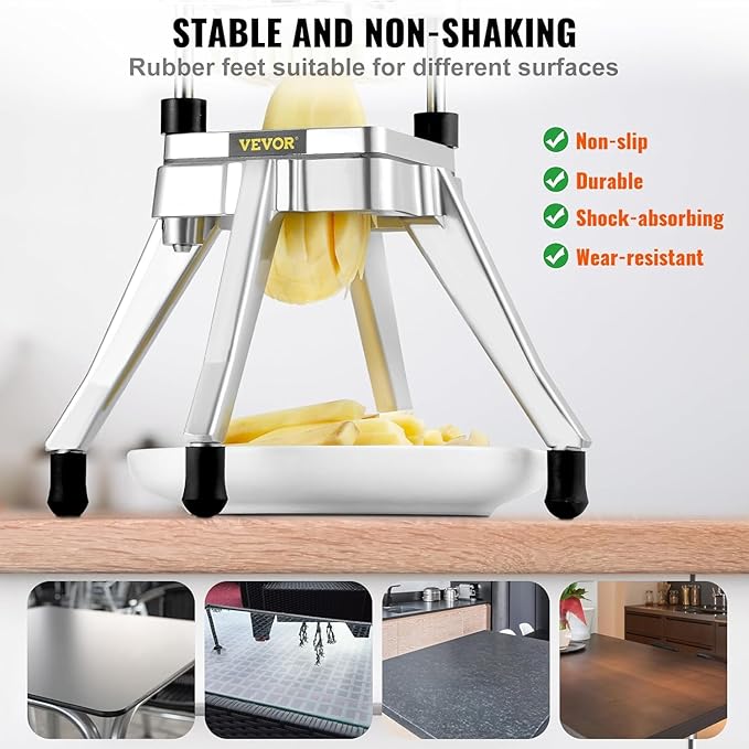 Happybuy Commercial Vegetable Fruit Chopper 1/4" Blade Heavy Duty Professional Food Dicer Kattex French Fry Cutter Onion Slicer Stainless Steel for Tomato Peppers Potato Mushroom