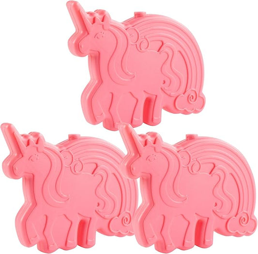 Unicorn Reusable Hard Ice Pack- Set of 3- Fits Easily Inside Kids Lunch Box, Bento, Insulated Cooler Bag- Long Lasting Slim, Space Saving- Cool Freezer Packs Keep Food Cold For Hours Back To School