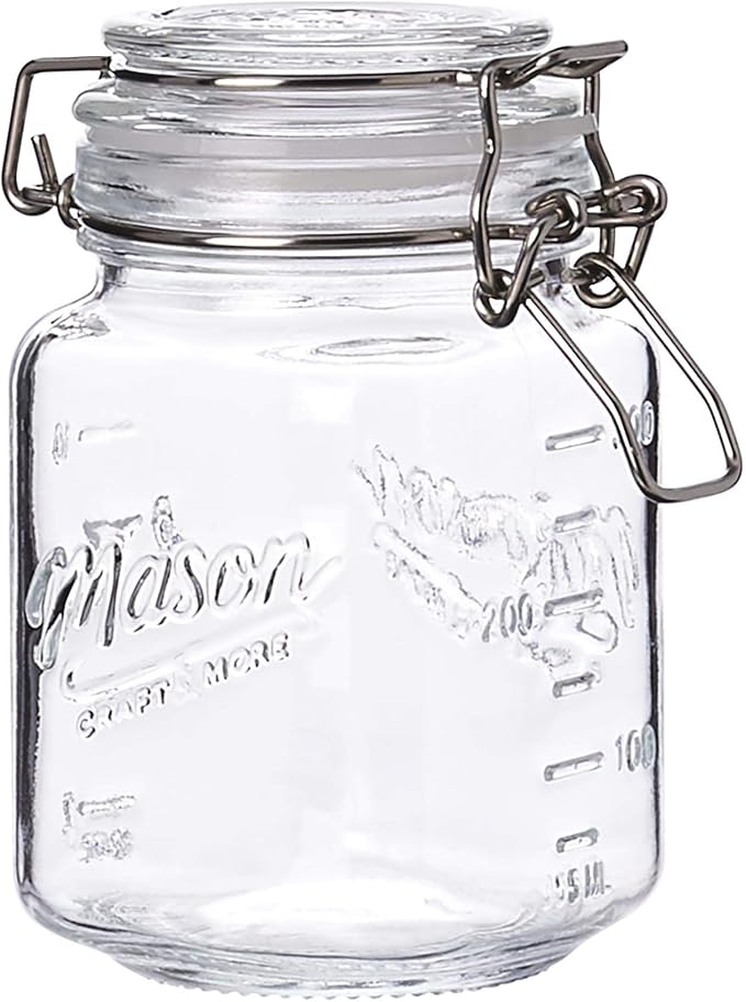 Mason Craft & More Glass Clamp Jars, 12OZ Mini 4 Pack, Clear