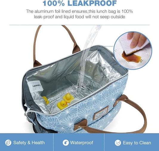 Lekesky Lunch Bag for Women Lunch Box Small Insulated Lunch Bag, Blue, 11L