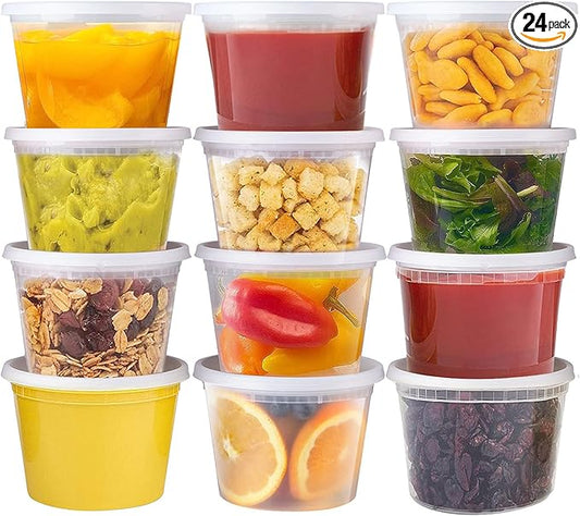 Deli Containers with Lids 16 oz [24 Set] - Food Storage Containers with Lids Freezer Safe, Soup Containers for Restaurant, BPA Free | Portion Control | Leakproof | Microwave| Washable…