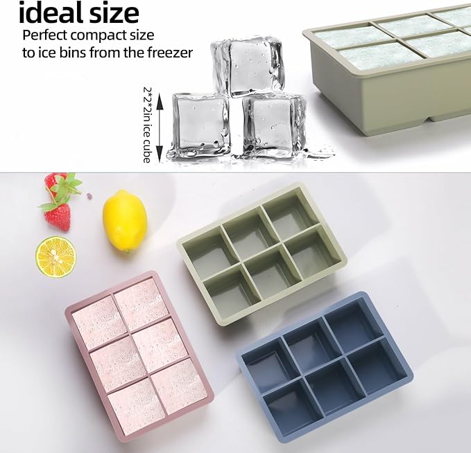 1/2 Cup Silicone Freezer Tray With Lid,Silicone Freezer Molds 3-Pack For meal prep & freezing of various sauces and other dishes, makes 18 perfect 1/2 cup portions cubes (Multicolor 3 Pack)