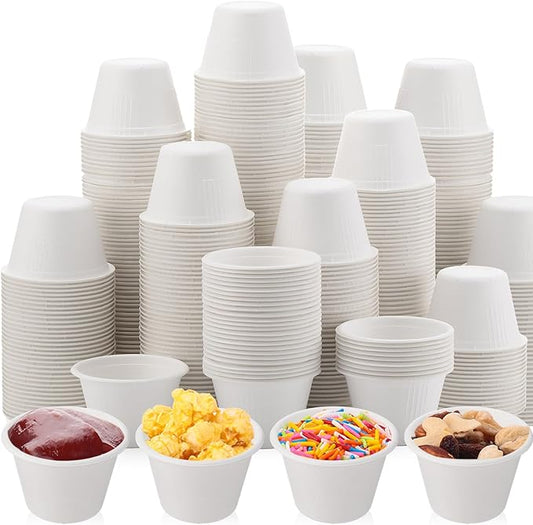 Zubebe 800-Pack Disposable Souffle Cups - 4 oz Paper Snack Cups - Mini Food Portion Containers for Parties, Picnics, Barbecues and Travel (White)
