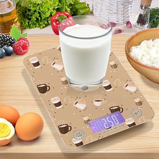 Food Scale Kitchen Scale for Baking Cooking Digital Food Weighing Measuring Scale Small Waterproof Electric Food Scale Coffee Cup Brown