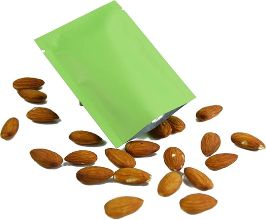 QQ Studio 100 PCS Metallic Mylar Foil Open Top Sealable Bags (9x13cm(3.5x5.1"), 100x Green)