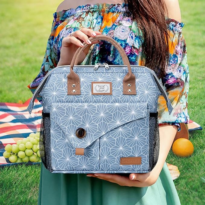 Lekesky Lunch Bag for Women Lunch Box Small Insulated Lunch Bag, Blue, 11L