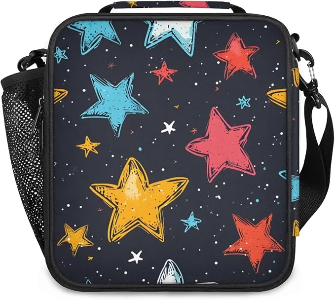 Colorful Stars Lunch Bag Personalized Lunch Bag Insulated Lunch Bag Reusable Lunch Box Picnic Travel Lunch Tote Bag Snack Bag