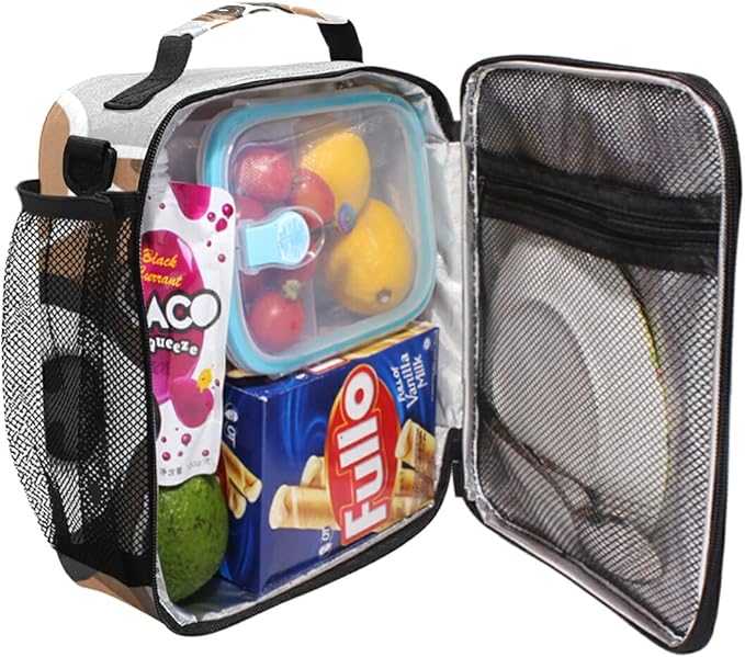 Pfrewn Dog Pattern Lunch Box Boxer Dog Insulated Lunch Bag Reusable Cooler Meal Prep Bags Lunch Tote with Shoulder Strap for School Kids Office Adult