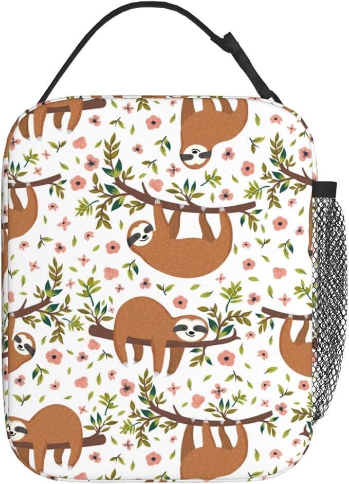 YETTA YANG Sloth Cute Portable Lunch Bag Insulated Lunch Box Reusable Totes For Women Men Work Picnic Camping
