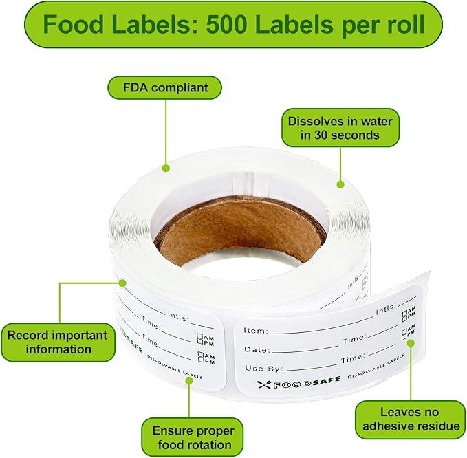 Outus 1500 Pieces Food Labels for Containers 1 x 2 Inch Expiration Date Stickers Washable Meal Prep Food Storage Labels Freezer Tape Easy to Write for Home Kitchen Restaurant Supplies