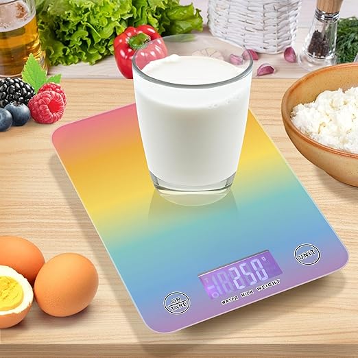 Food Scale Kitchen Scale for Baking Cooking Digital Food Weighing Measuring Scale Small Waterproof Electric Food Scale Rainbow Color Gradient