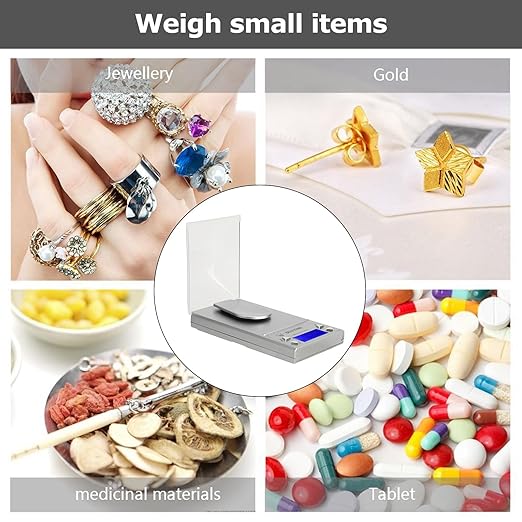 Electronic Scale, 10g/0.001g Digital High Accuracy Electronic Food Weighing Scale, Plastic Portable Jewelry Digital Scale with Weight and Tweezers