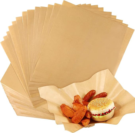 1000 Sheets Wax Deli Paper Sheets for Food 12 x 12 Inch Checkered Dry Waxed Deli Basket Liners for Sandwich Wrapping, Food Basket Liners, Picnic party(Kraft)