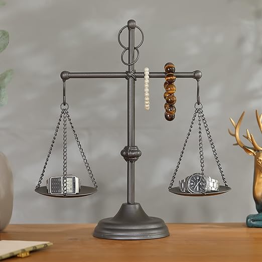 Farmhouse Table Libra Scale Decor, 15" H Metal Centerpiece Balance for Justice Home Decorative with Vintage Style