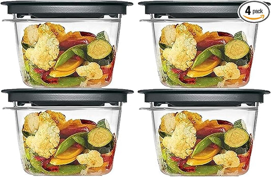 Rubbermaid Premier Bundle, 2 Cup Premier Flex & Seal Food Storage Set, 4 Tritan Containers, 4 Grey Flex and Seal Lids, 8 Piece Bundle Set