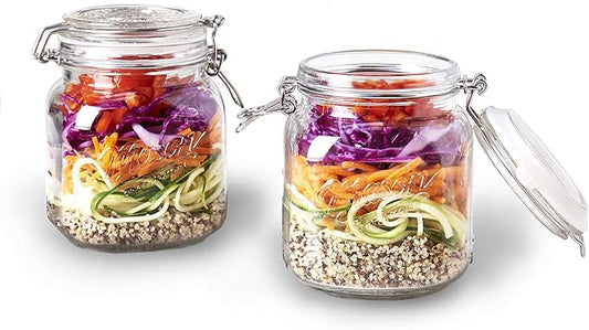 Mason Craft & More Clear Glass Clamp Jars, 1 Liter 2PK