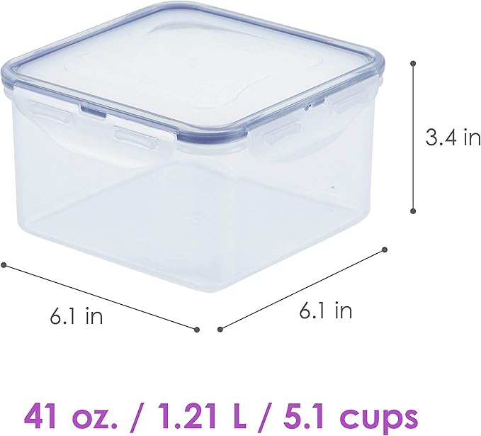 LOCK & LOCK Easy Essentials Storage Food Storage Container Set / Food Storage Bin Set - 4 Piece, Clear