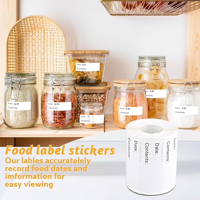 800Pcs Removable Freezer Labels,1 x 3 Inch Food Labels for Food Containers Food Date Stickers Refrigerator Food Storage Labels Easy Clean No Residue