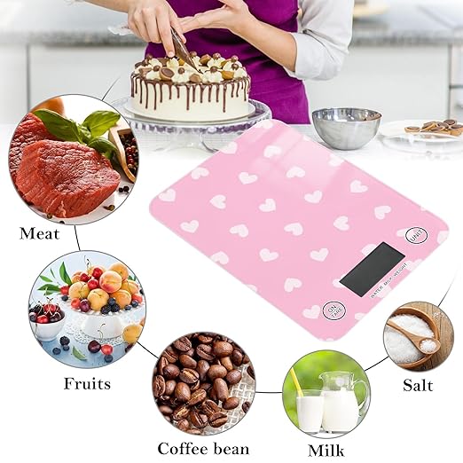 Food Scale Kitchen Scale for Baking Cooking Digital Food Weighing Measuring Scale Small Waterproof Electric Food Scale Love Heart Pink