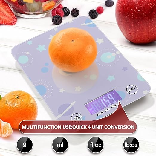 Food Scale Kitchen Scale for Baking Cooking Digital Food Weighing Measuring Scale Small Waterproof Electric Food Scale Blue Space Planet