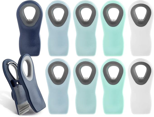 COOK WITH COLOR Bag Clips with Magnet- Food Clips, Chip Clips, Bag Clips for Food Storage with Airtight Seal Grip for Bread Bags, Snack Bags and Food Bags (Blue Ombre, Pack of 10)