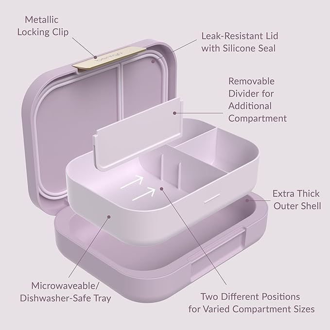 Bentgo Modern - Leak-Resistant Bento Lunch Box For Adults, Teens, & Larger Appetites; Reusable BPA-Free Meal Prep Container with 3 or 4 Compartments, Dishwasher/Microwave Safe; 44oz (Orchid)