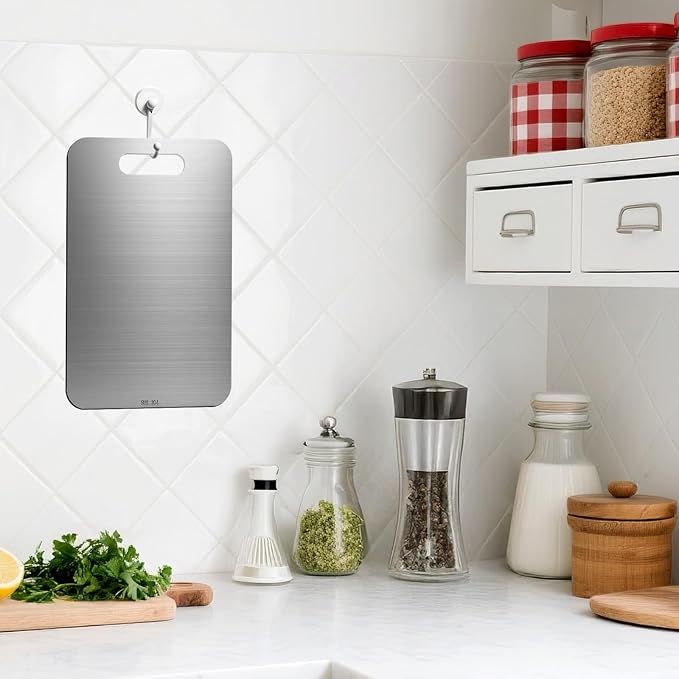 3 Packs Stainless Steel Cutting Board Small Cutting Boards for Kitchen, Metal Cutting Boards for Kitchen, Non Stick Chopping Cutting Board for Fruit Meat Vegetable(13.4x9, 11.8x7.9, 9.4x5.9 in)