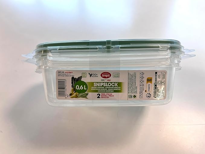 Srl SnipsLock Storage Jar, Green, 0,6 LT Quadrato