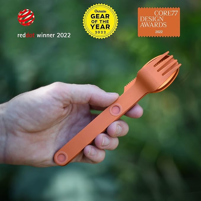 FULL WINDSOR - MAGWARE Magnetic Camping Cutlery Set - Travel Utensils for Camping, Cooking, and Outdoor Dining - Knife, Fork & Spoon - Portable Silverware with Pouch - Orange (3 PCS)