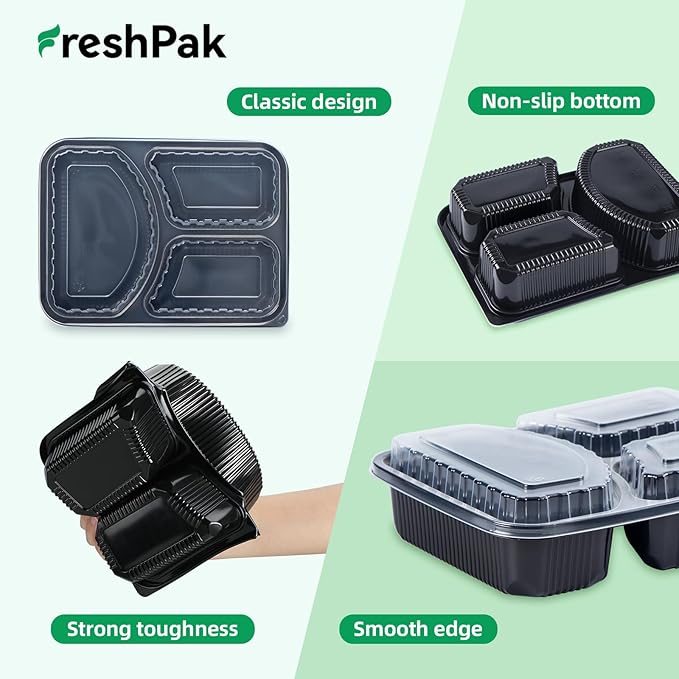 Meal Prep Container, 40-Pack Leakproof To Go Boxes with Lids 38oz BPA Free Microwave and Freezer Safe Reusable Plastic Bento Boxes Ideal for Portion Control and Food Storage