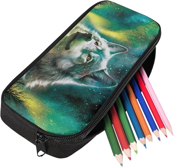 Dolyues Wolf School Backpack Bookbag with Lunch Box Pencil Case 3pcs Boys Backpacks Cool School Bookbag with Meal Bag Pen Bag for Kids Children