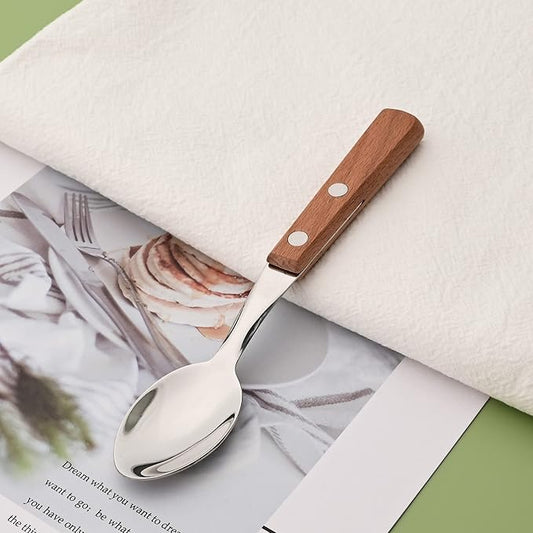 Espresso Spoons, 8-Piece Mini Coffee Stainless Steel Spoons Bistro Small Spoons for Dessert, Tea, Appetizer, Dessert Spoons with Wooden Handle, 6.3-inch Flatware Teapoons