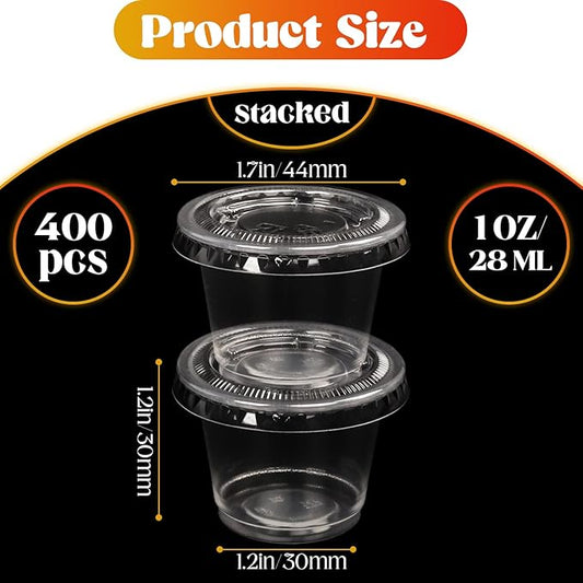 Nsmykhg Disposable Portion Cups,600 Pack 1 Oz Portion Cups Portion Cups With Lids Clear Jello Shot Cups Plastic Souffle Cups,Sampling Cups, Sauce Containers, Small Condiment Cups, Mini Sauce Cups