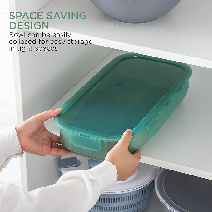 COOK WITH COLOR Collapsible Batter Bowl - Mess Free Breading Shaker Container - Great for Fried Fish, Fried Chicken, Onion Rings, Wings & More, Sage